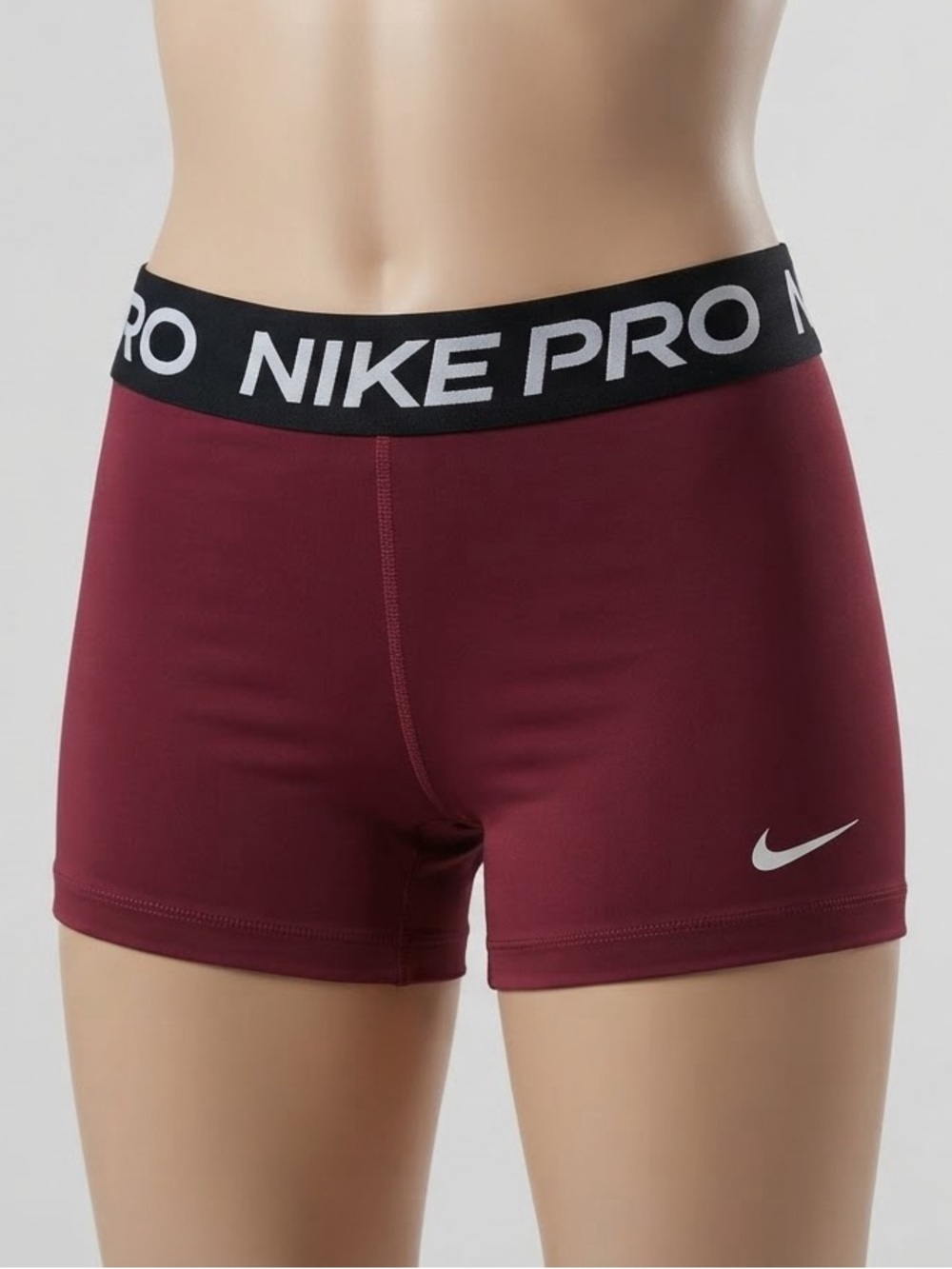 Nike Pro Women's Maroon Bike Shorts with Black Waistband